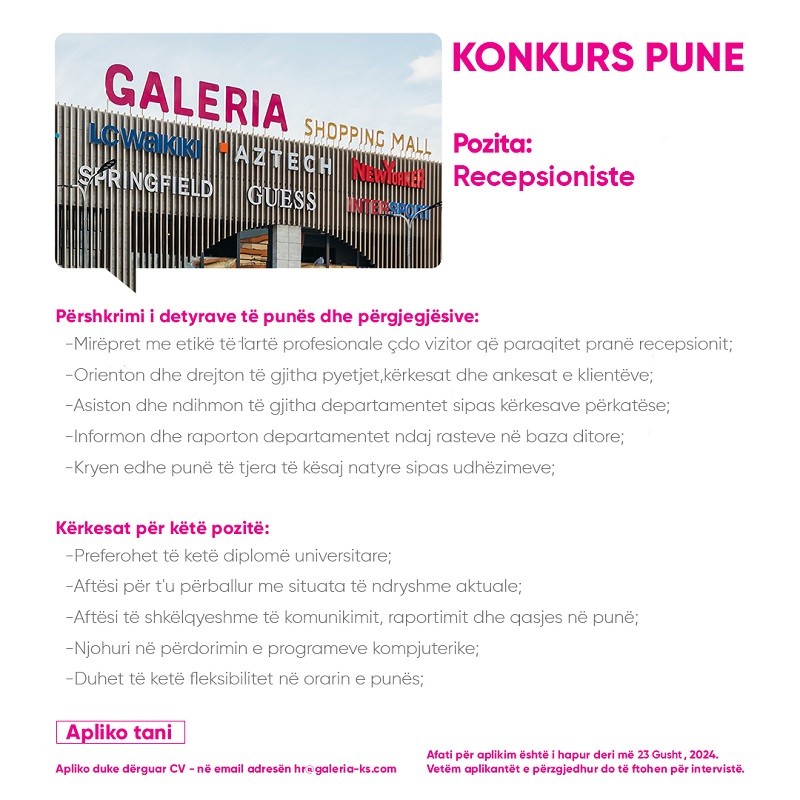 Recepsioniste - Prizren